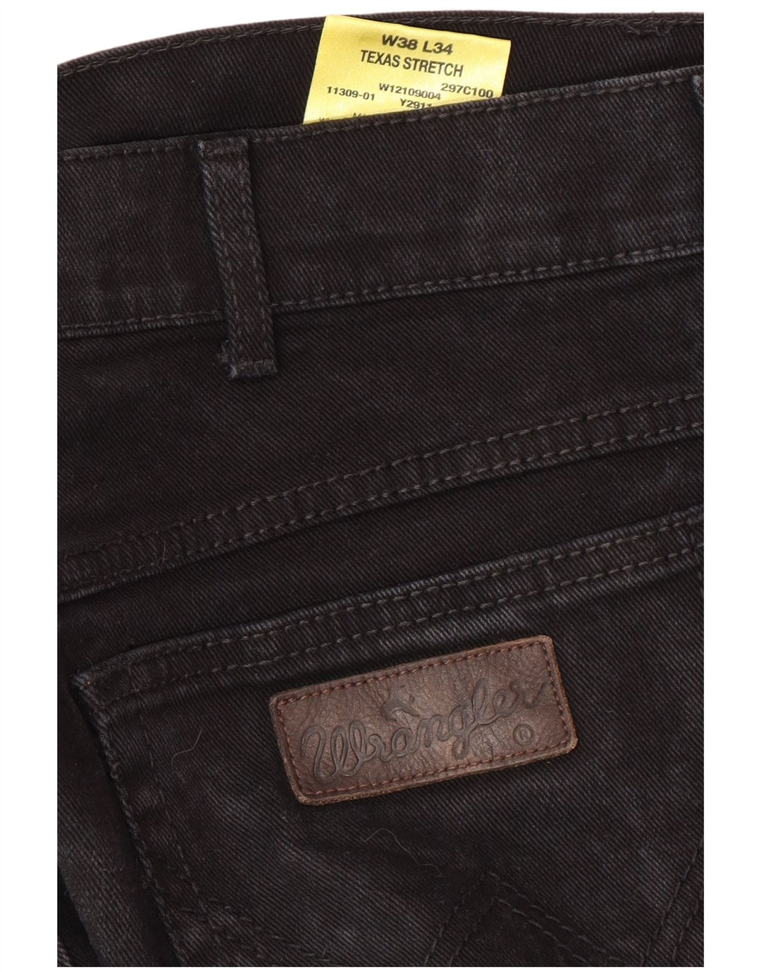 WRANGLER Muške rastezljive ravne traperice Texas W38 L34 crni pamuk