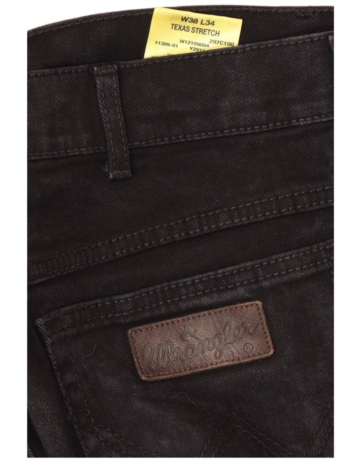 WRANGLER Muške rastezljive ravne traperice Texas W38 L34 crni pamuk