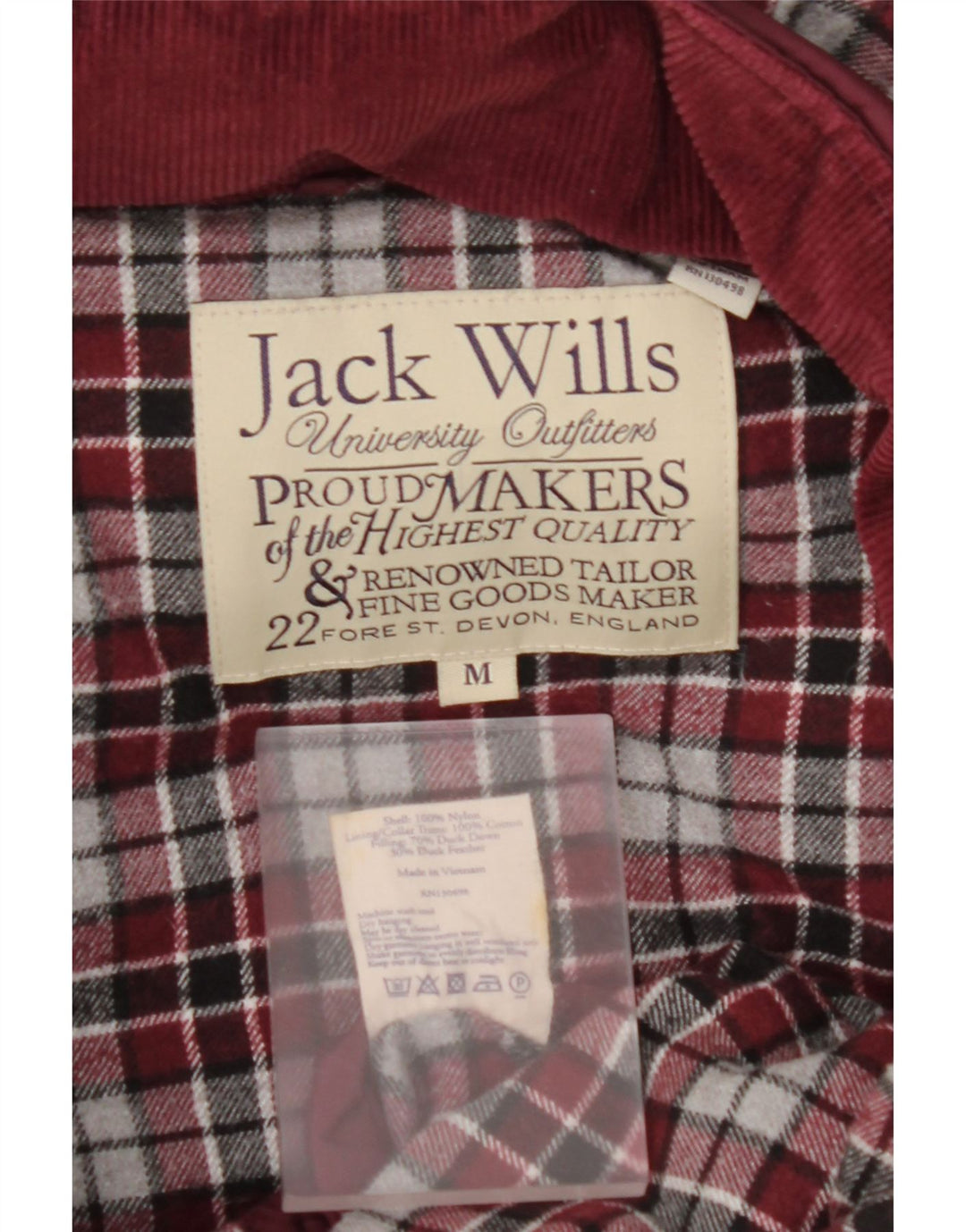 JACK WILLS Muška podstavljena jakna s kapuljačom UK 38 srednje tamnocrveni najlon