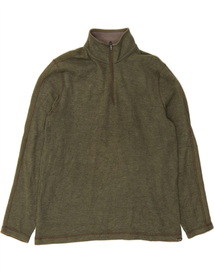 EDDIE BAUER Mens Zip Neck Sweatshirt Jumper Large Green Cotton Vintage Eddie Bauer and Second-Hand Eddie Bauer from Messina Hembry 