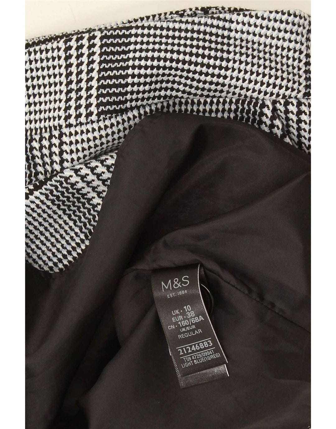 Marks & Spencer ženska mini suknja UK 10 Mala W28 plava houndstooth