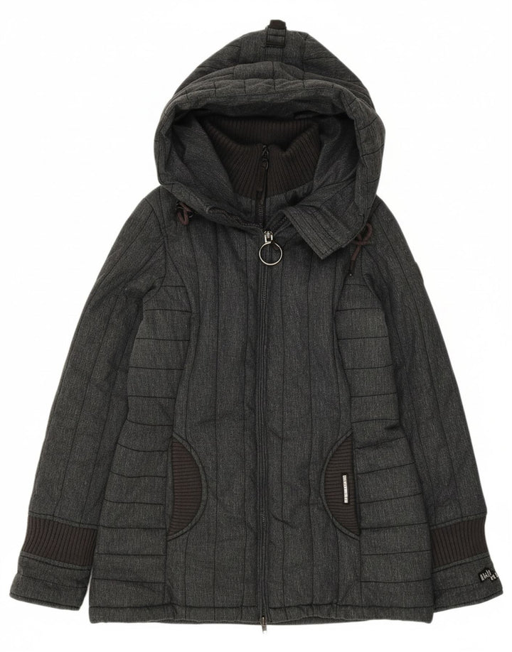 KHUJO Mens Hooded Padded Jacket UK 34 XS Grey Polyester