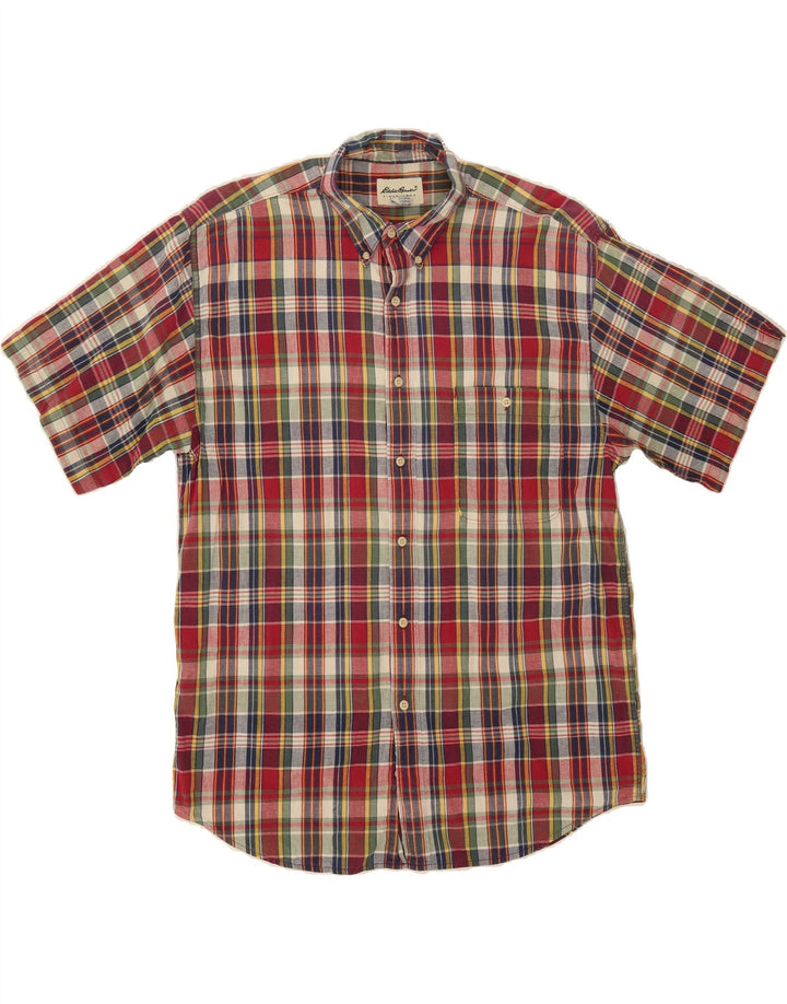 EDDIE BAUER Mens Regular Regular Fit Short Sleeve Shirt Large Red Check Vintage Eddie Bauer and Second-Hand Eddie Bauer from Messina Hembry 