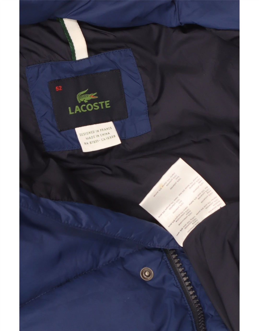 LACOSTE Muška podstavljena jakna IT 52 XL od plavog poliamida