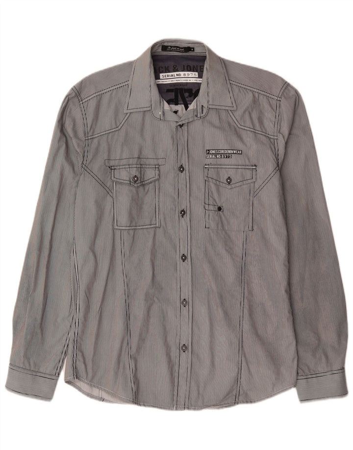 Jack & Jones muška grafička košulja srednje plave pruge, pamuk