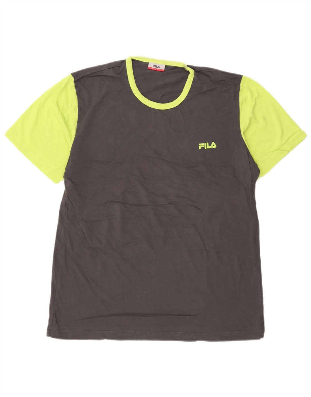 FILA Mens T-Shirt Top Medium Grey Colourblock Cotton