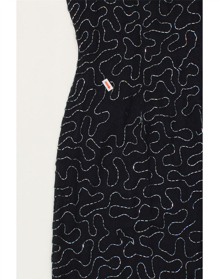 CLASSICS Womens Abstract Pattern Bodycon Dress UK 14 Large Navy Blue Vintage Classics and Second-Hand Classics from Messina Hembry 