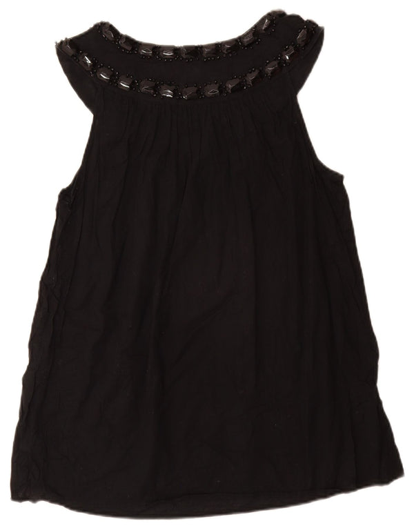 MICHAEL KORS Ženski gornji dio bluze bez rukava UK 12 Srednje crni pamuk