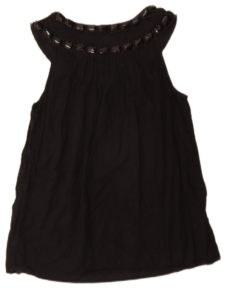 MICHAEL KORS Ženski gornji dio bluze bez rukava UK 12 Srednje crni pamuk