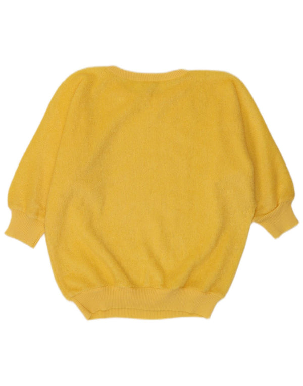 Vintage Womens 3/4 Sleeve Crew Neck Jumper Sweater EU 46 XL Yellow