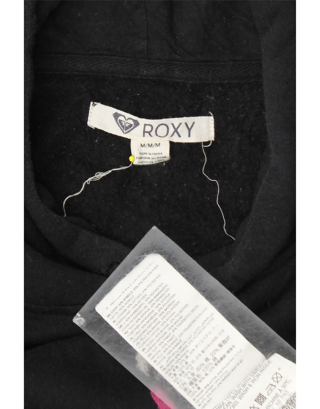 Ženska majica s kapuljačom Roxy UK 14, srednji crni pamuk