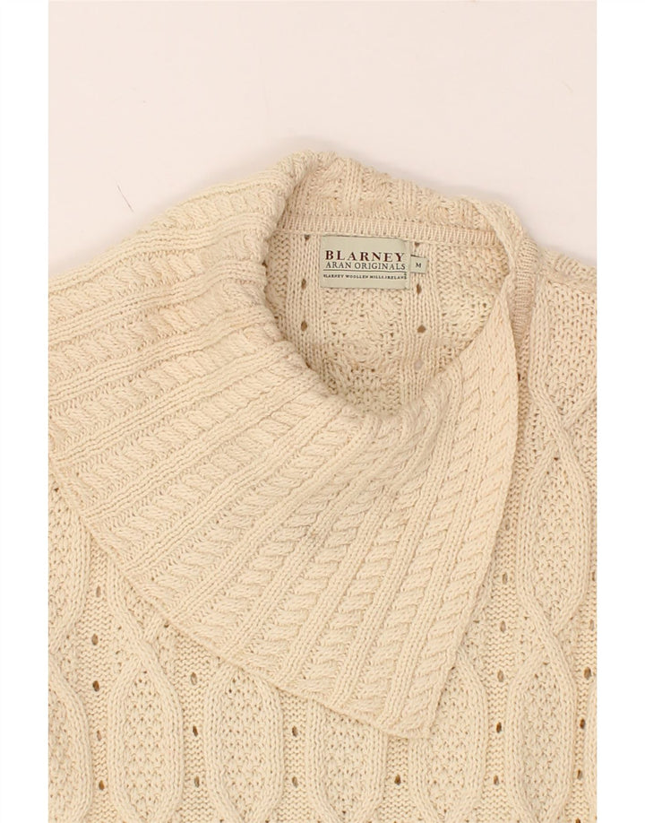 BLARNEY Womens Shawl Neck Jumper Sweater UK 14 Medium Beige Vintage Blarney and Second-Hand Blarney from Messina Hembry 