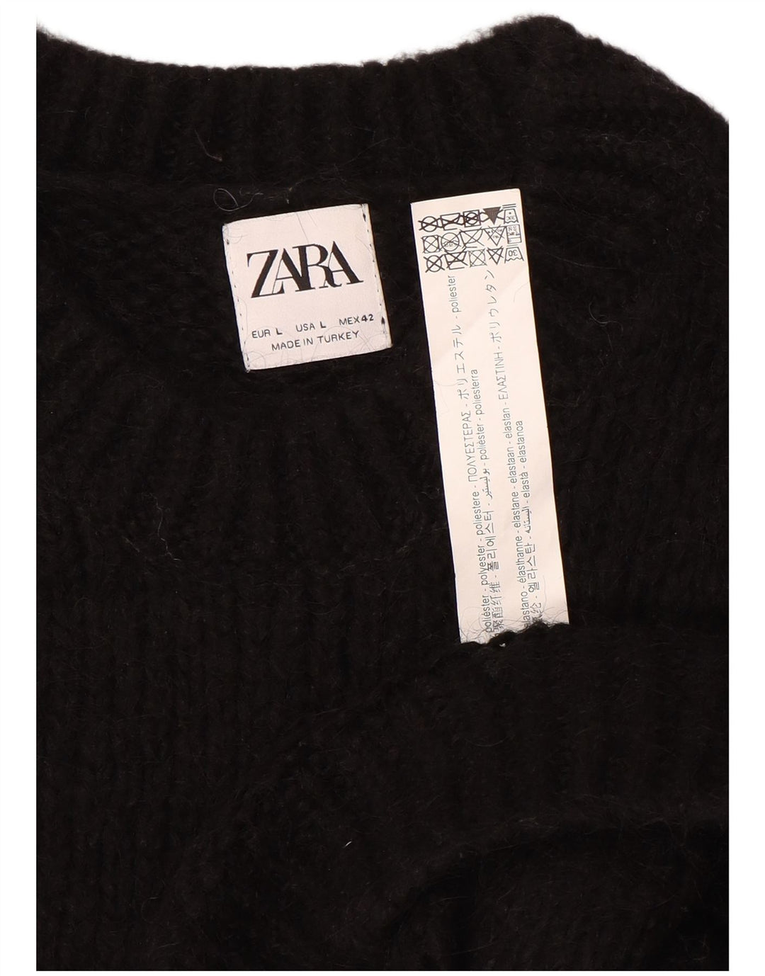 Zara muški pulover s okruglim izrezom, veliki crni poliester