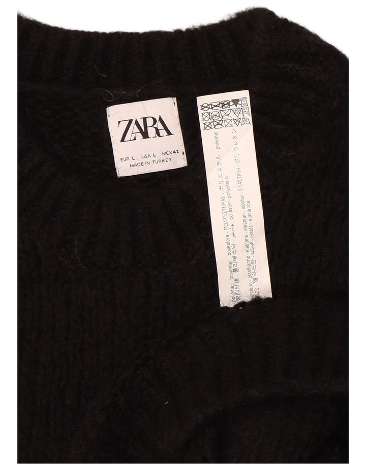 Zara muški pulover s okruglim izrezom, veliki crni poliester