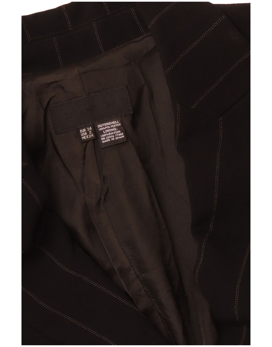 ZARA ženski sako sa 1 gumbom EU 34 2XS crni prugasti poliester