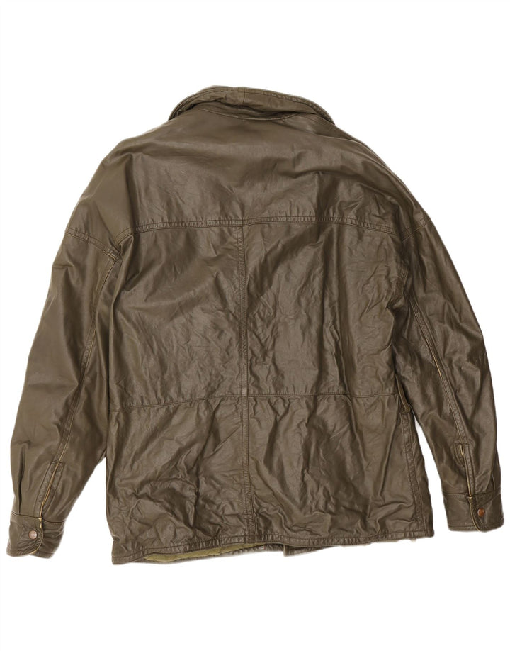 Vintage muška kožna jakna IT 50 velika kaki koža