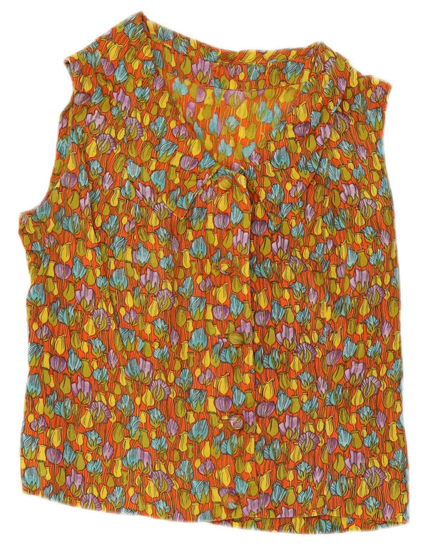 Vintage ženska kratko košulja bluza UK 10 malih raznobojnih cvjetnih