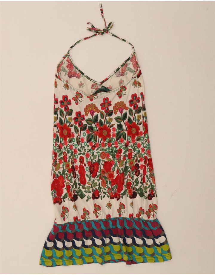 DESIGUAL Womens Halter Top UK 8 Small Multicoloured Floral Cotton Vintage Desigual and Second-Hand Desigual from Messina Hembry 