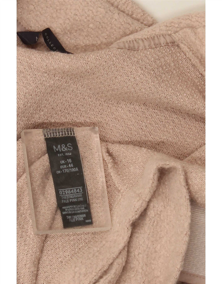Marks & Spencer ženski dugi kardigan pulover UK 16 veliki ružičasti poliester