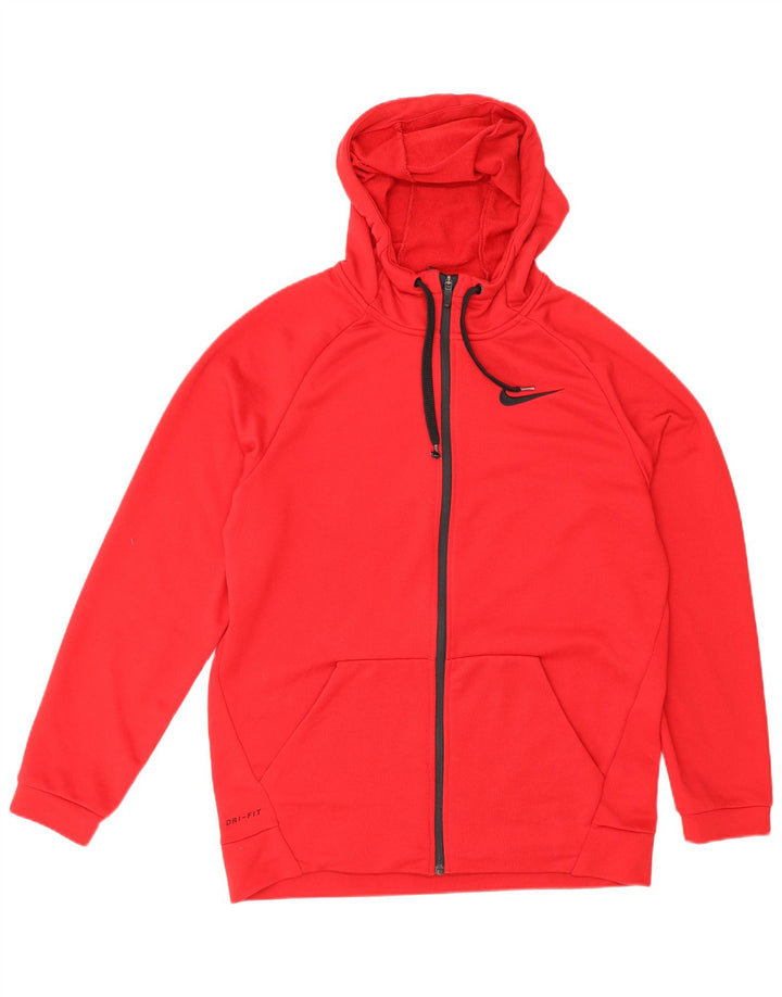 Nike muški Dri Fit Zip pulover s kapuljačom srednje crvene boje od poliestera