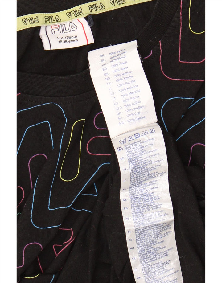 FILA Kratka majica kratkih rukava za djevojčice 15-16 godina, crni pamuk