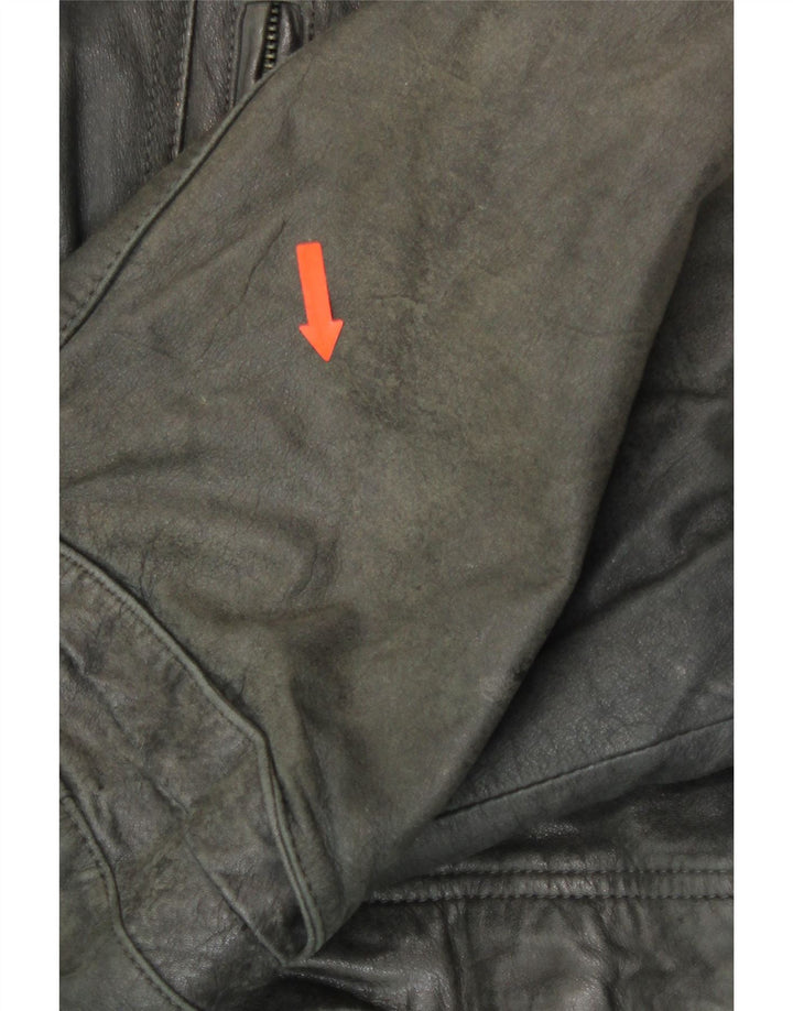 TRAPPER Mens Leather Jacket UK 42 XL Black Leather Vintage Trapper and Second-Hand Trapper from Messina Hembry 