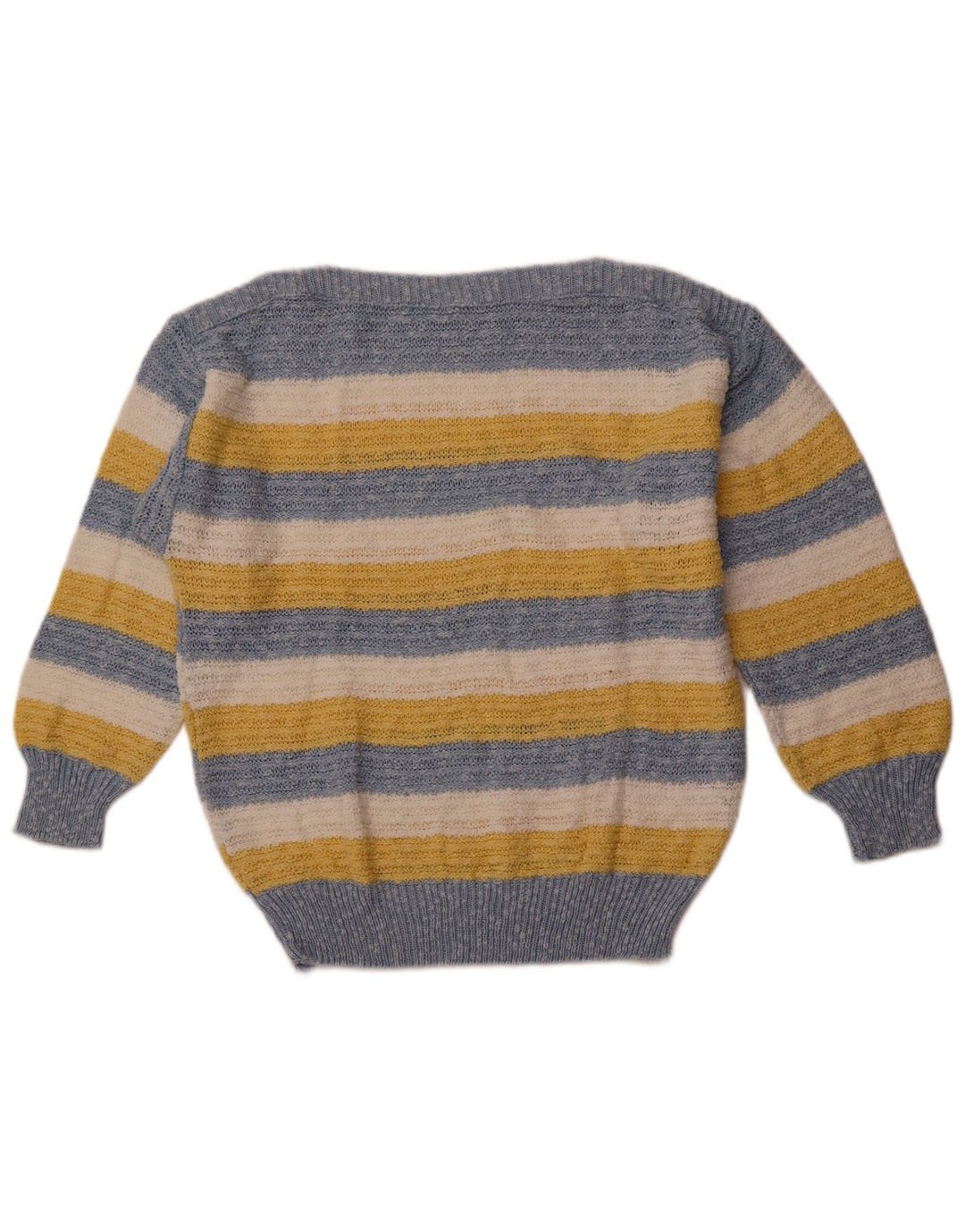 VINTAGE ženski džemper s veznim izrezom IT 42 pamuk na srednje plave pruge