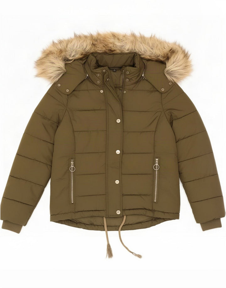 Topshop ženska podstavljena jakna s kapuljačom UK 8 Small Green Polyester