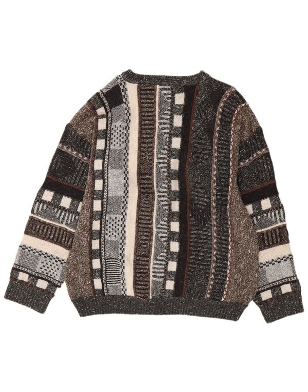 VINTAGE muški džemper s okruglim izrezom UK 44 XL na višebojne pruge