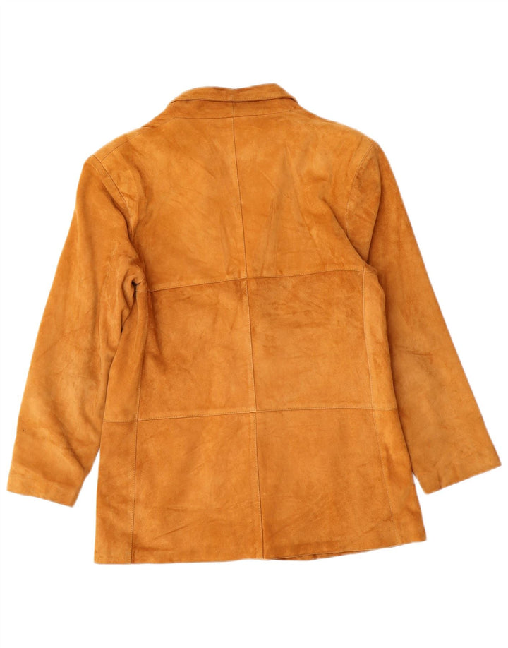 Vintage ženska jakna od brušene kože s 2 gumba UK 8 Mala bež