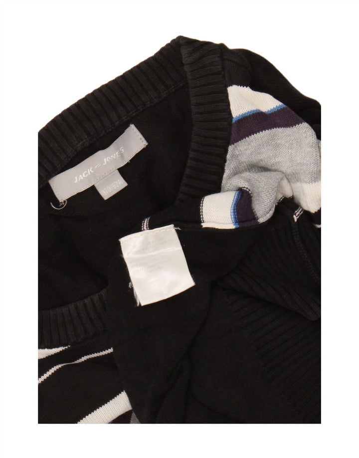 Džemper Jack & Jones za dječake s okruglim izrezom, 15-16 godina, crni pamuk na pruge