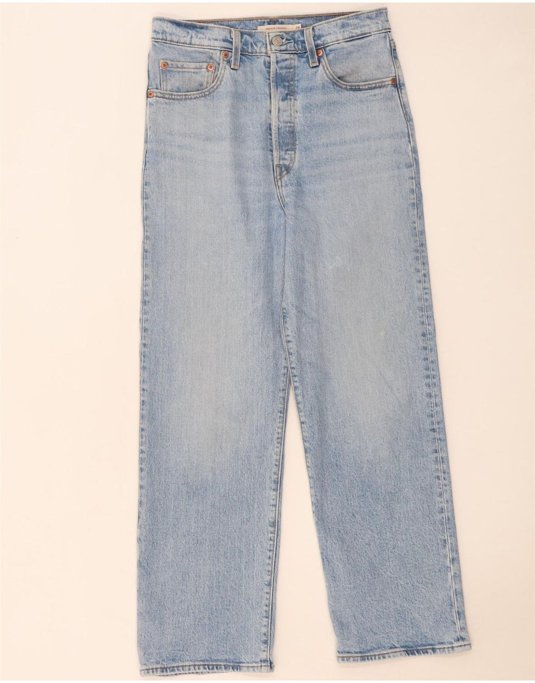 Levi's ženske ravne traperice s prsnim košem W28 L27 plavi pamuk