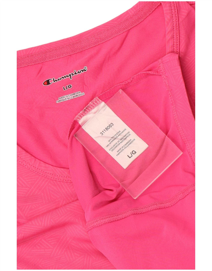 Champion ženska majica kratkih rukava UK 16 velika ružičasta geometrijska poliesterska sportska