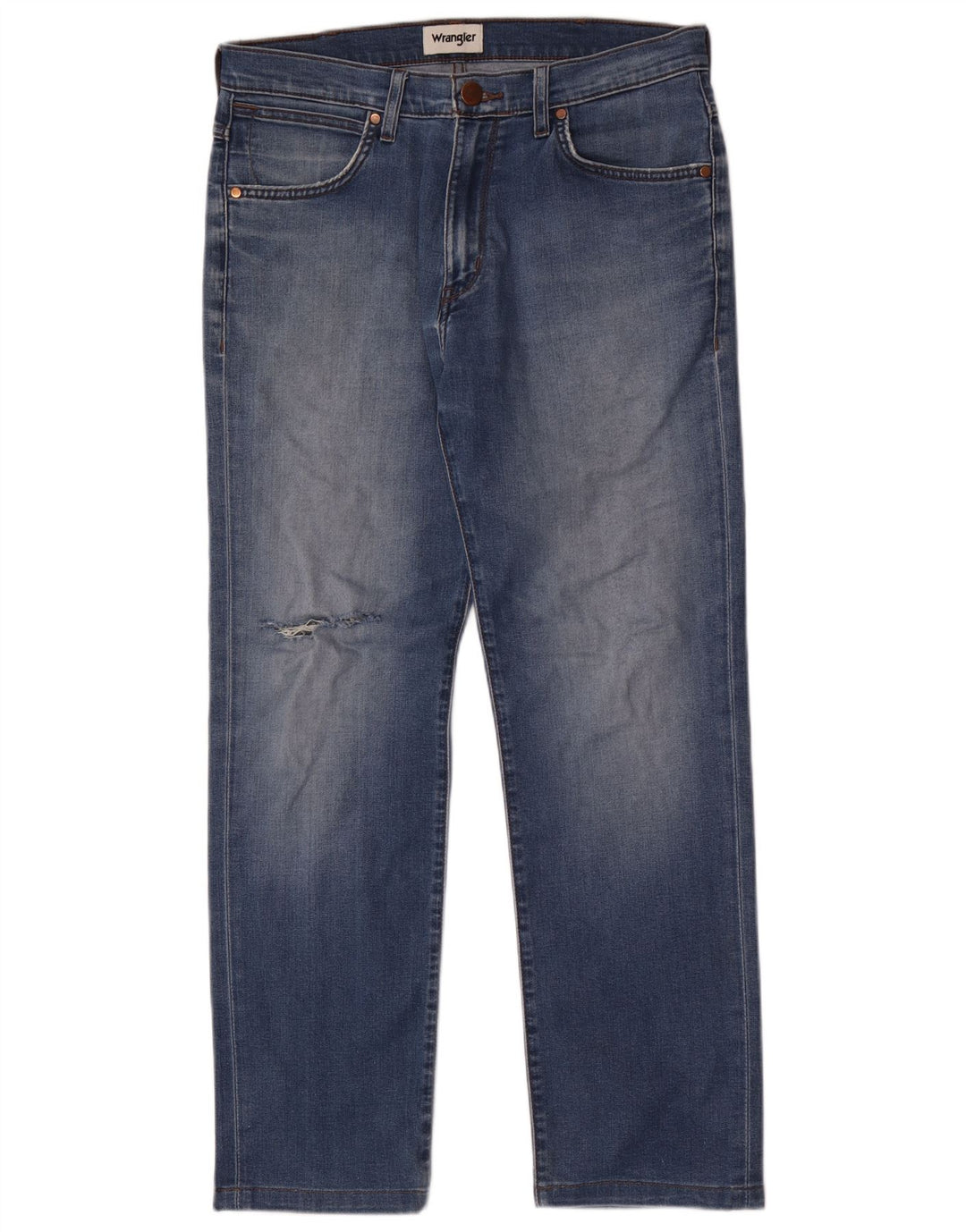 Wrangler muške ravne traperice s oštećenjem W32 L30 plave