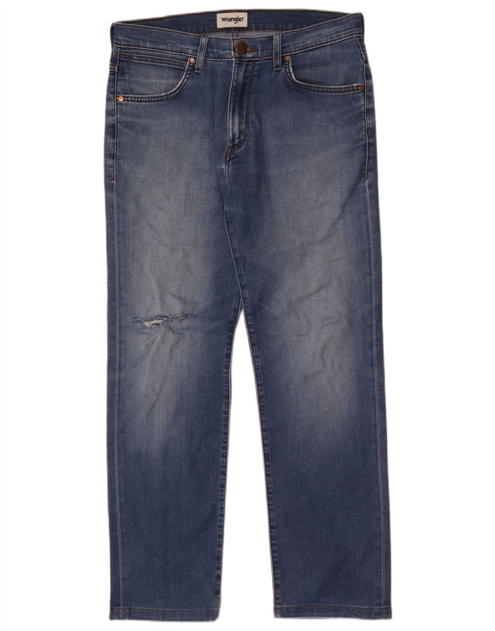 Wrangler muške ravne traperice s oštećenjem W32 L30 plave