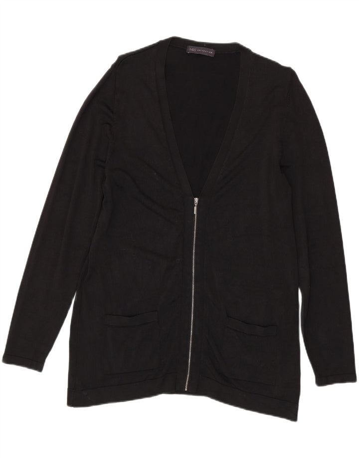 MARKS & SPENCER Womens Cardigan Sweater UK 14 Large Black Viscose