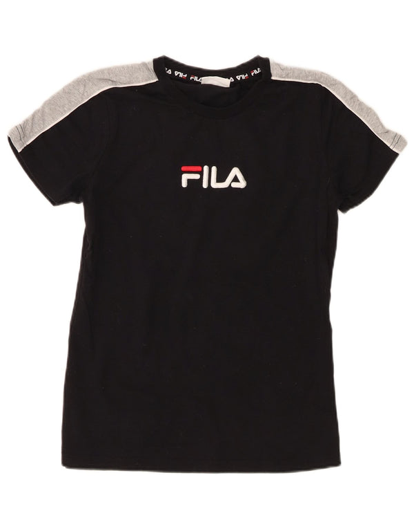 Fila Ženska majica kratkih rukava s grafičkim motivima UK 10 Mali crni pamuk u blokovima boja