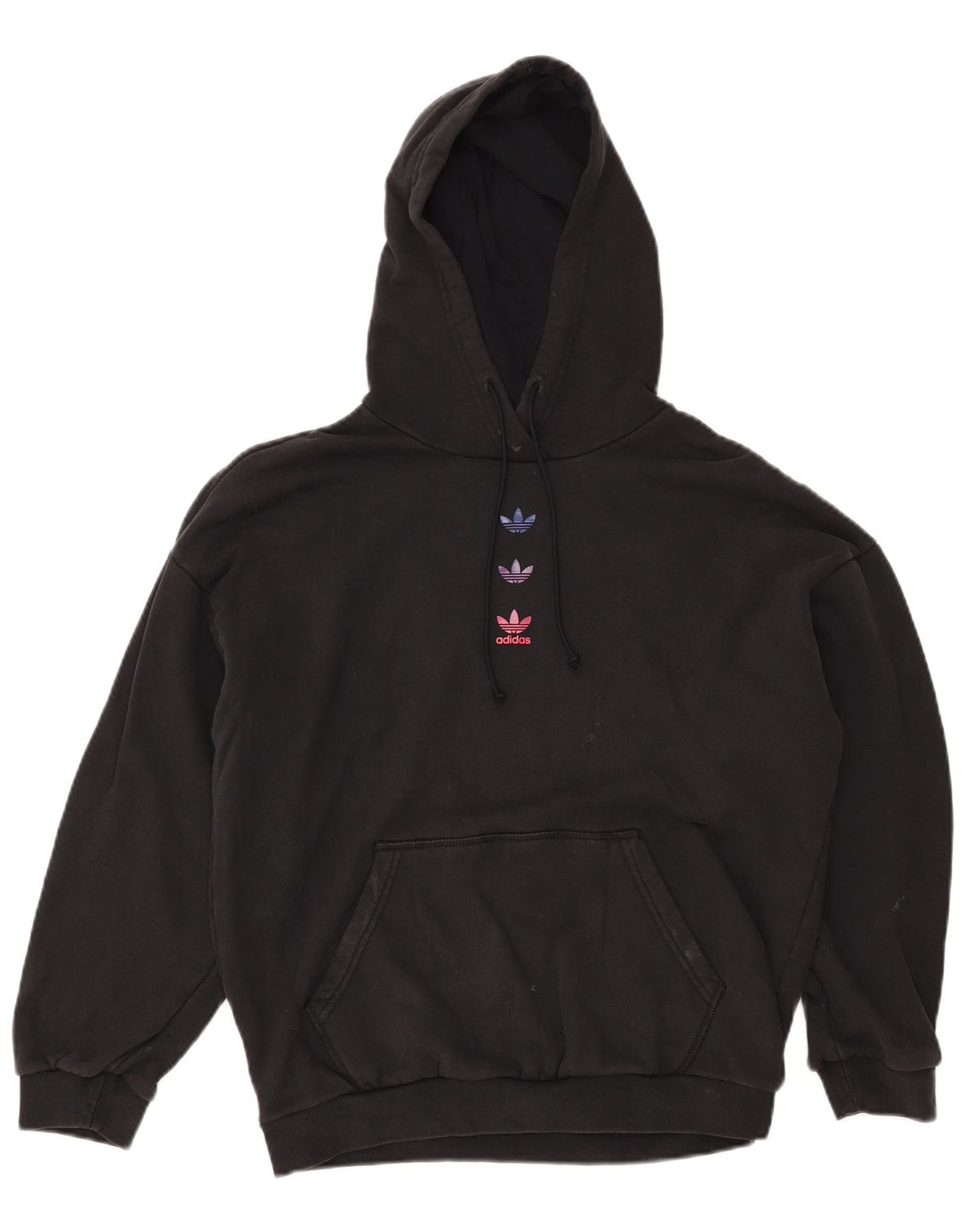 ADIDAS ženska majica s kapuljačom s kapuljačom s grafičkim motivima UK 12 Srednje crni pamuk