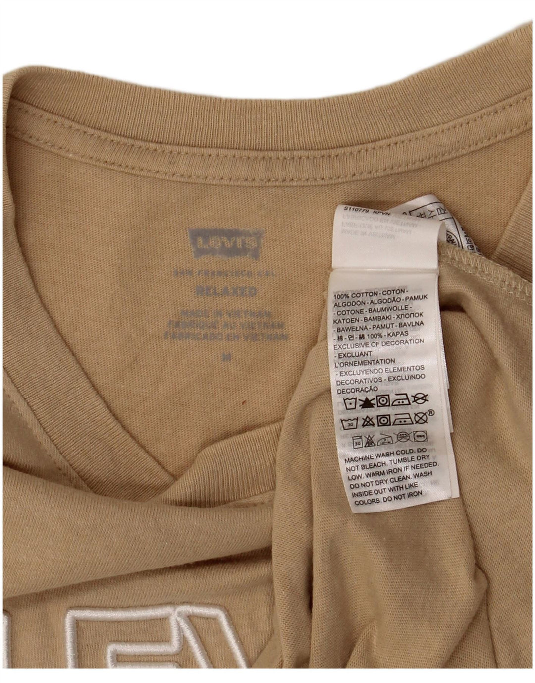 Levi's muška majica kratkih rukava opuštenog kroja srednje veličine, bež pamuk