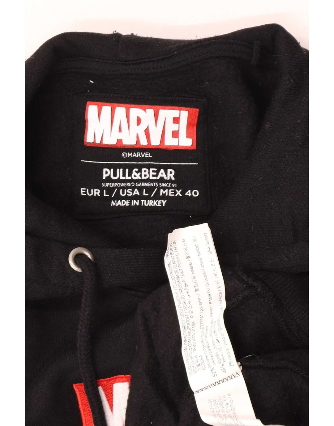 Pull & Bear muška majica s kapuljačom Marvel Graphic, veliki crni poliester