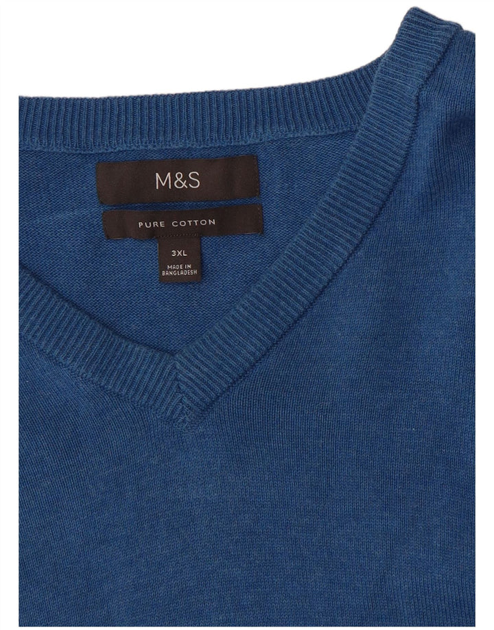 Marks & Spencer muški pulover s V-izrezom 3XL, plavi pamuk
