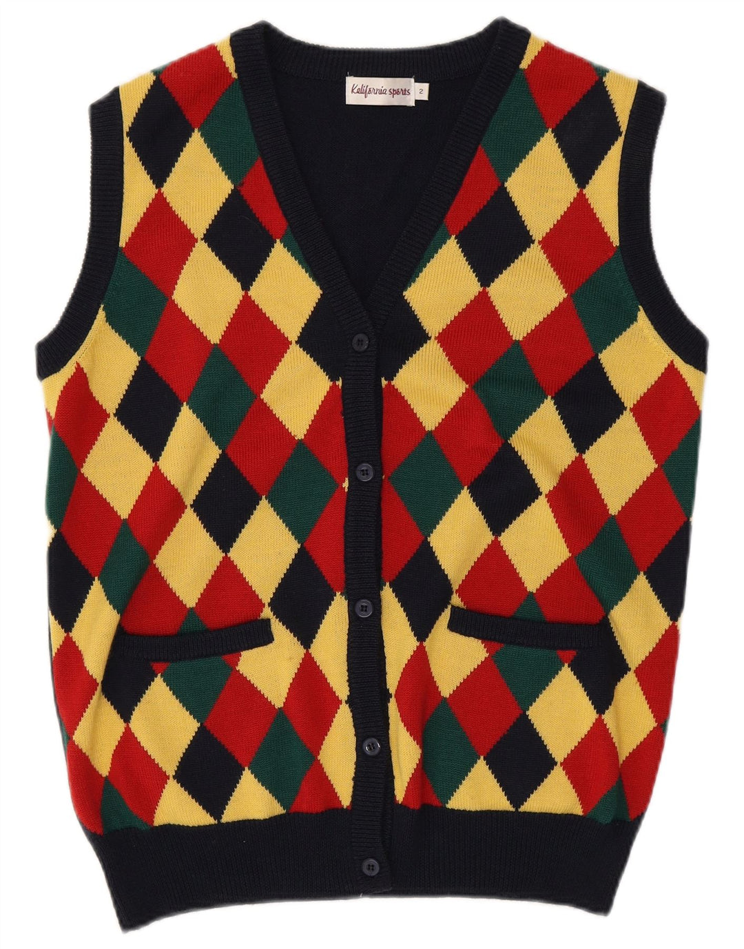 Vintage ženski prekomjerni kardigan pulover US 2 XS Višebojni