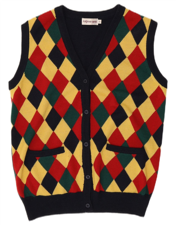 Vintage ženski prekomjerni kardigan pulover US 2 XS Višebojni