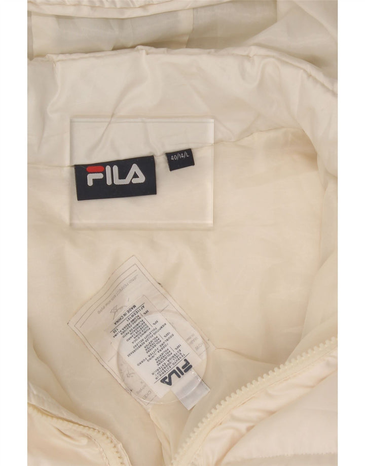 FILA Womens Hooded Padded Jacket UK 14 Large White Polyester Vintage Fila and Second-Hand Fila from Messina Hembry 