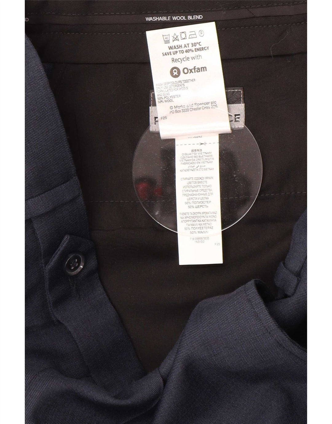 Marks & Spencer muške hlače s štipaljkama W32 L31 tamnoplavi poliester
