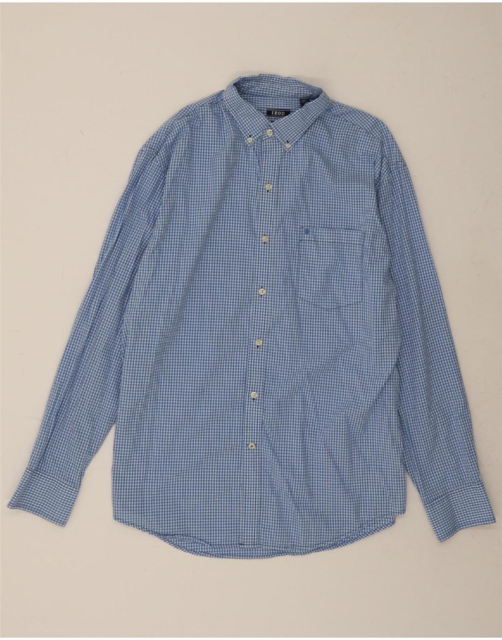 IZOD Mens Shirt Large Blue Gingham Cotton Vintage Izod and Second-Hand Izod from Messina Hembry 
