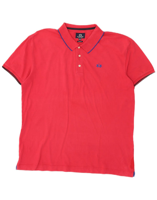 La Martina muška uska polo majica Buenos Aires 4XL ružičasta