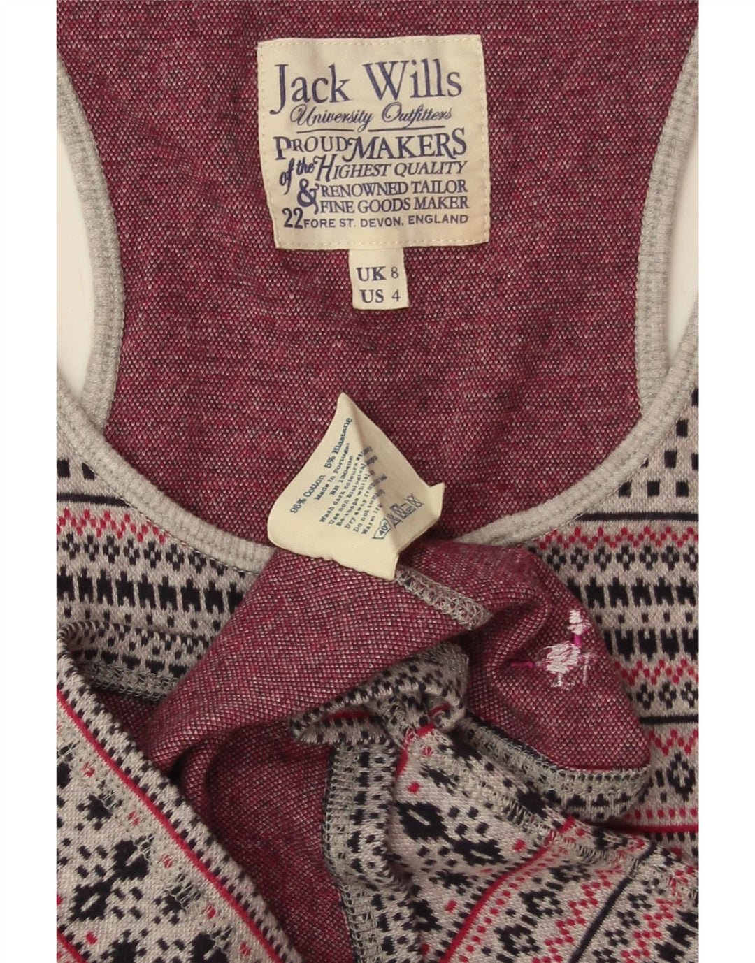 JACK WILLS Ženski prsluk UK 8 Small Grey Fair Isle Cotton