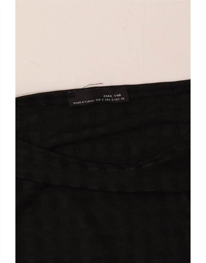 ZARA Womens Oversized Top 3/4 Sleeve UK 10 Small Black Check Vintage Zara and Second-Hand Zara from Messina Hembry 