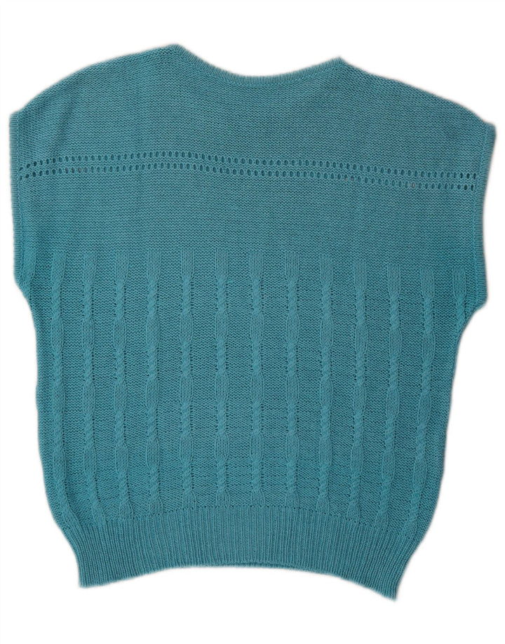 Vintage ženski prsluk bez rukava IT 48 XL plava